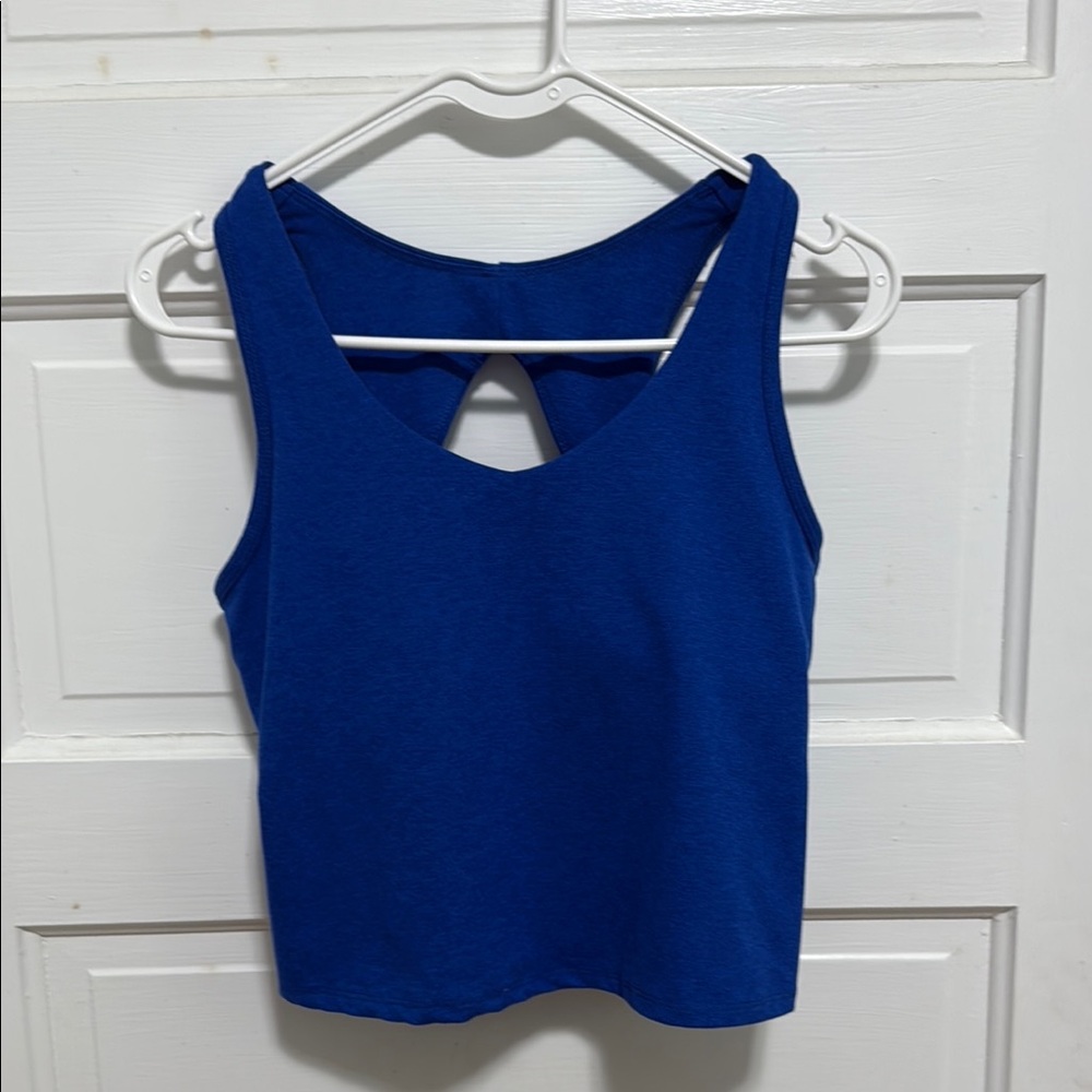 Zobha Blue Crop Tank Top with Cut Out
